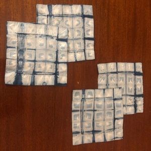 Hand-dyed shibori napkins “reverse” indigo